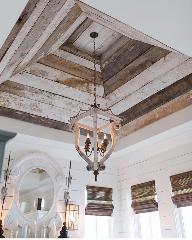 A wooden ceiling in antique style