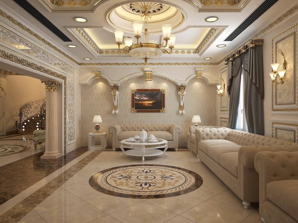 Uzbek gypsum board ceiling for the hall