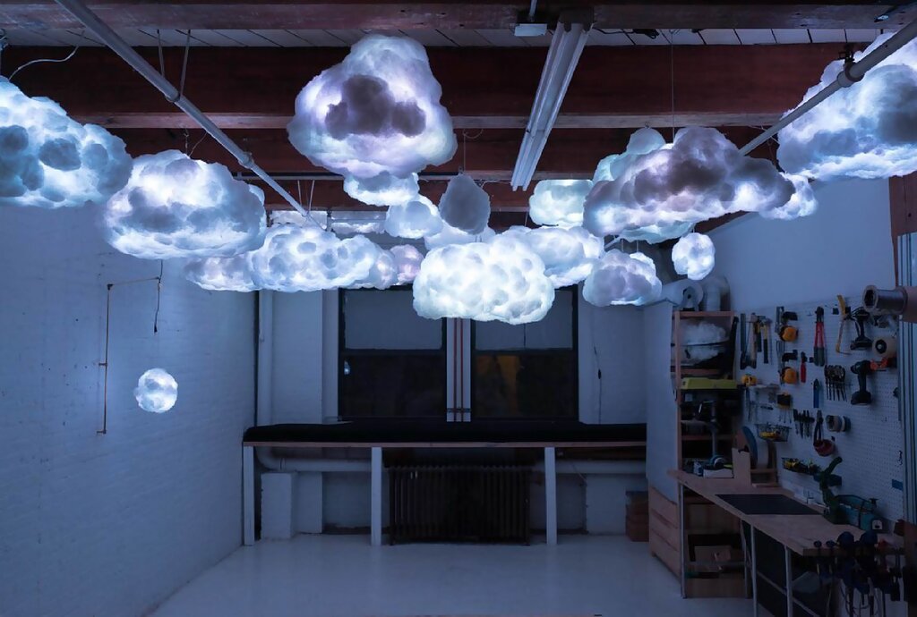 Ceiling with cotton and lighting