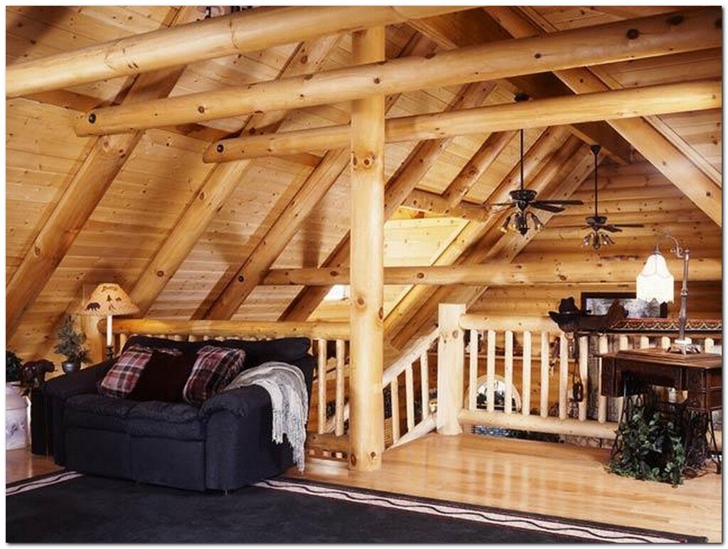 The ceiling in the log cabin