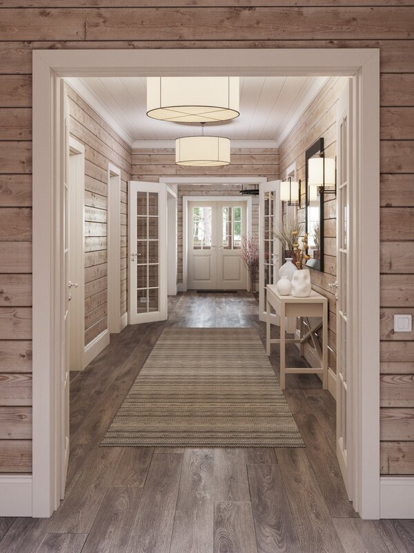 The entrance hall in a wooden house