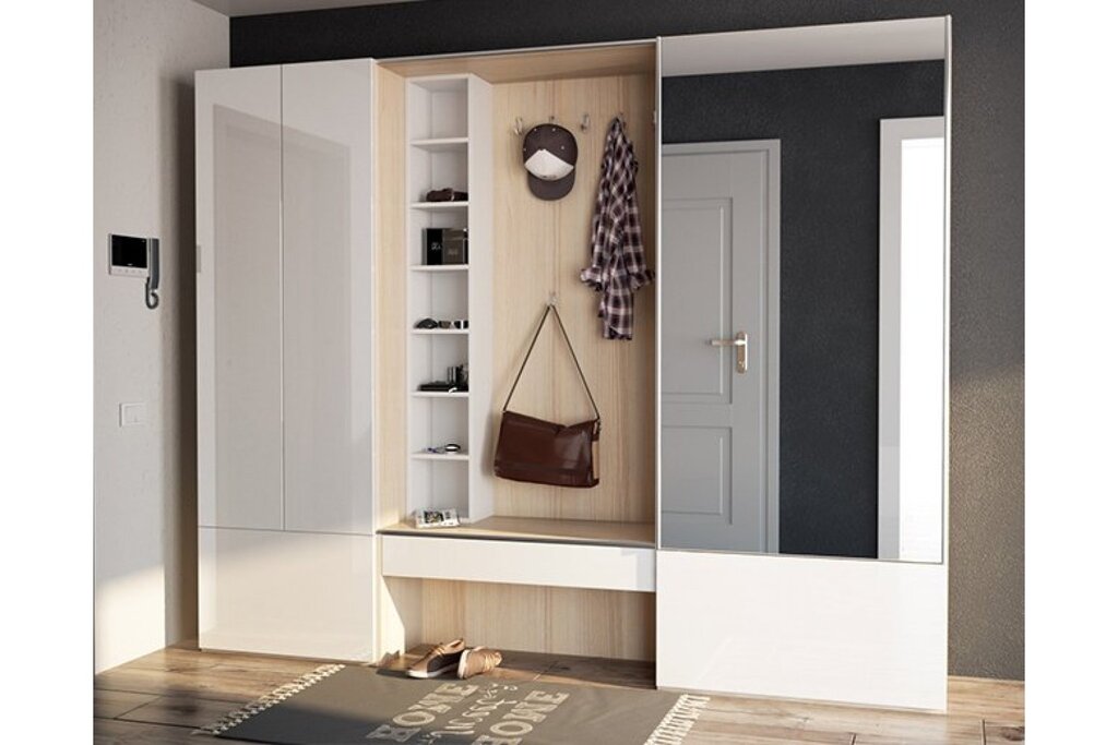 A modern-style hallway with a sliding wardrobe 18 фото