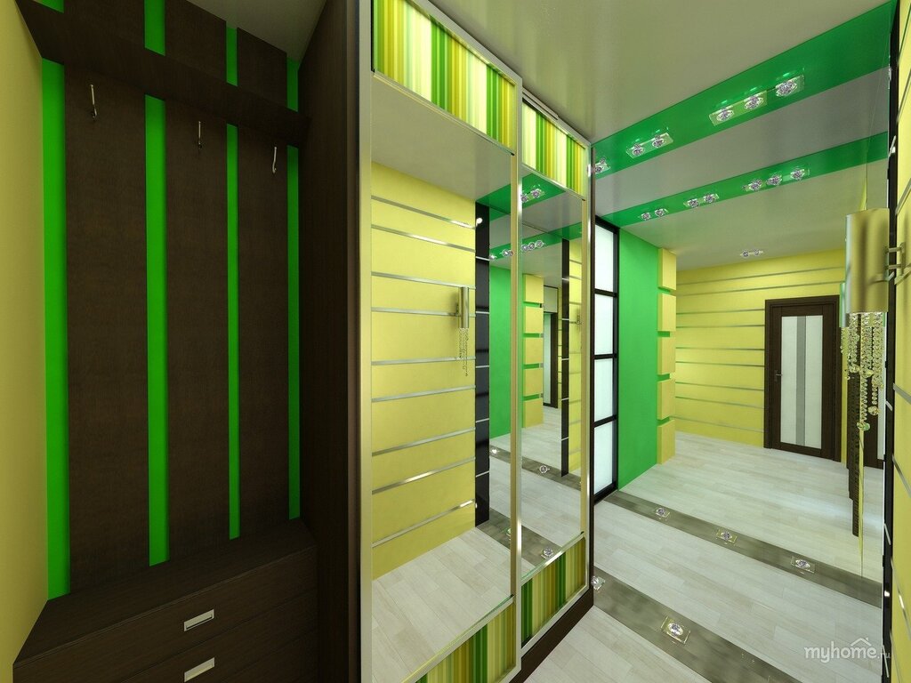 The hallway in green color