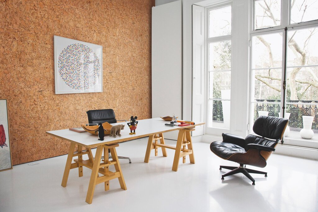 A cork in the interior of the apartment on the wall