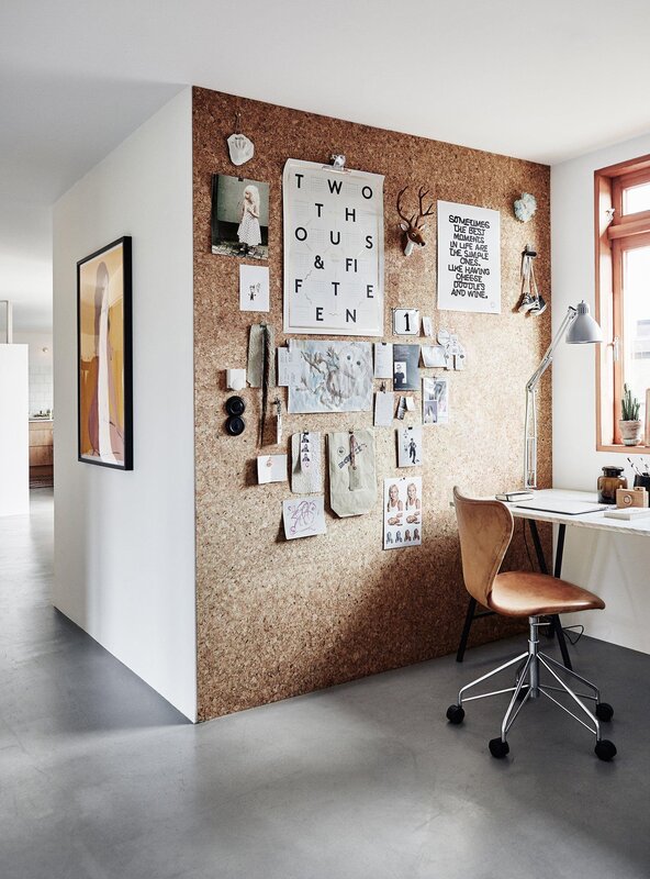 Cork wall in the interior