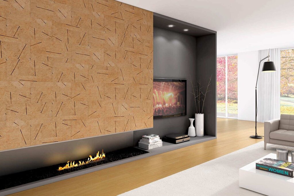 Cork panels for walls in the interior