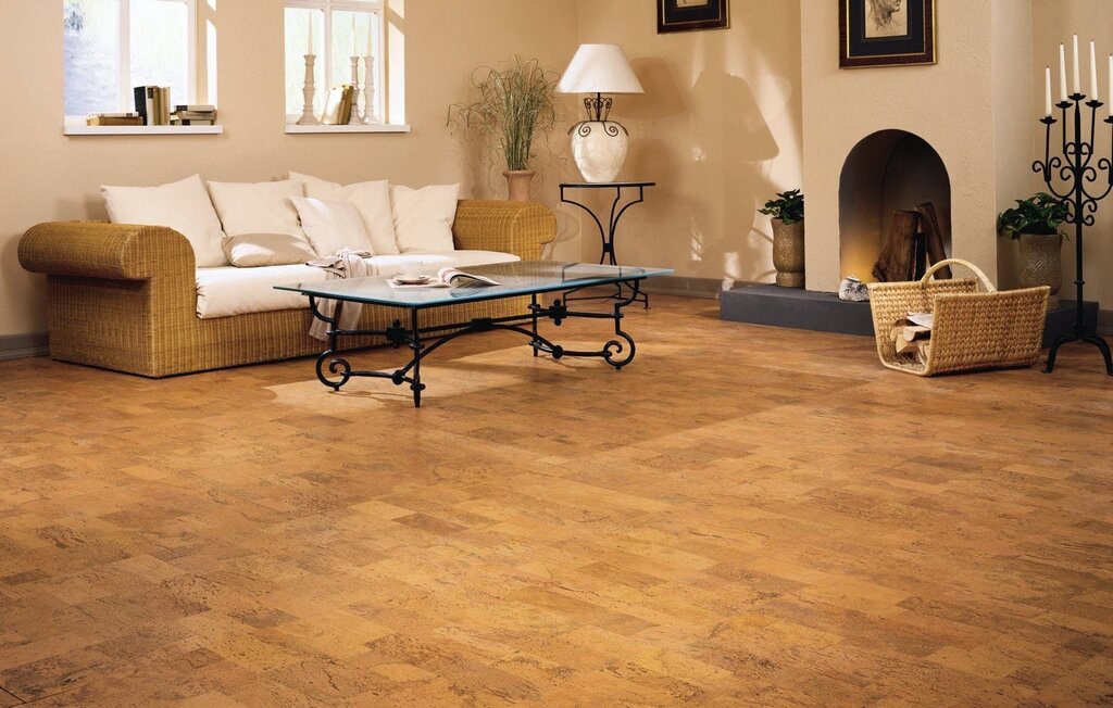 Cork flooring in the interior