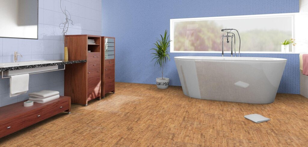 Cork flooring in the bathroom