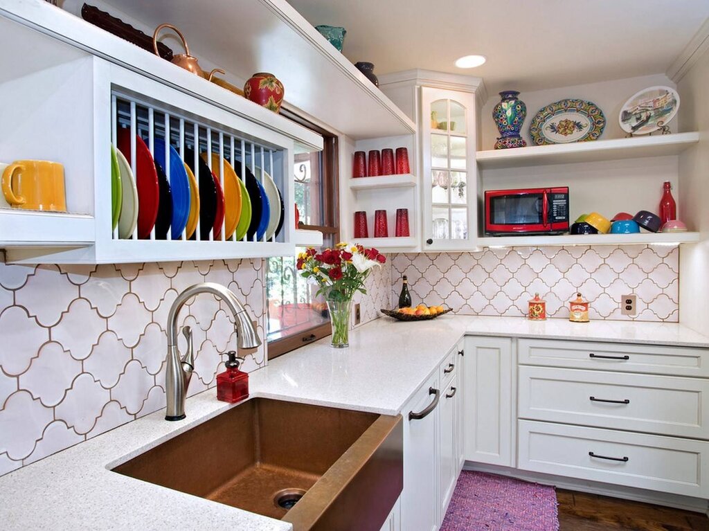 Work area in the kitchen made of tiles