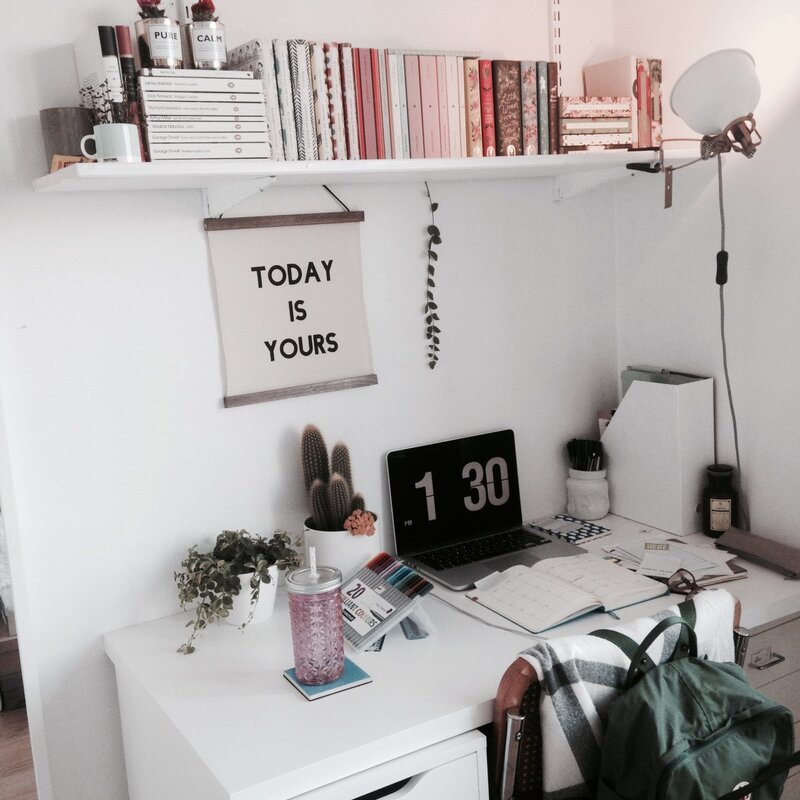 A desk in the bedroom