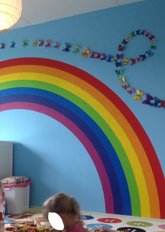 Rainbow on the wall in the kindergarten 52 фото