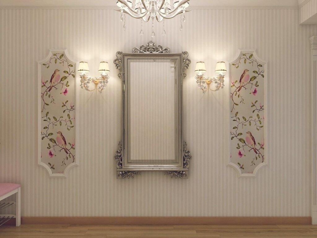 A frame made of wallpaper on the wall