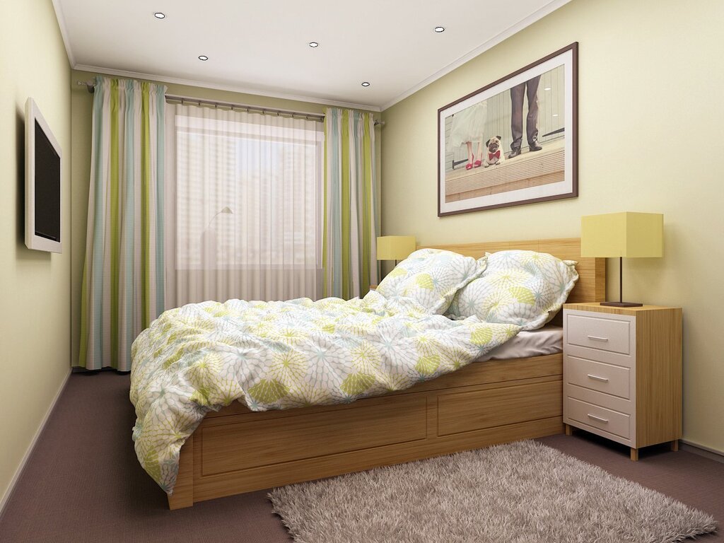 Arrangement of furniture in a small bedroom