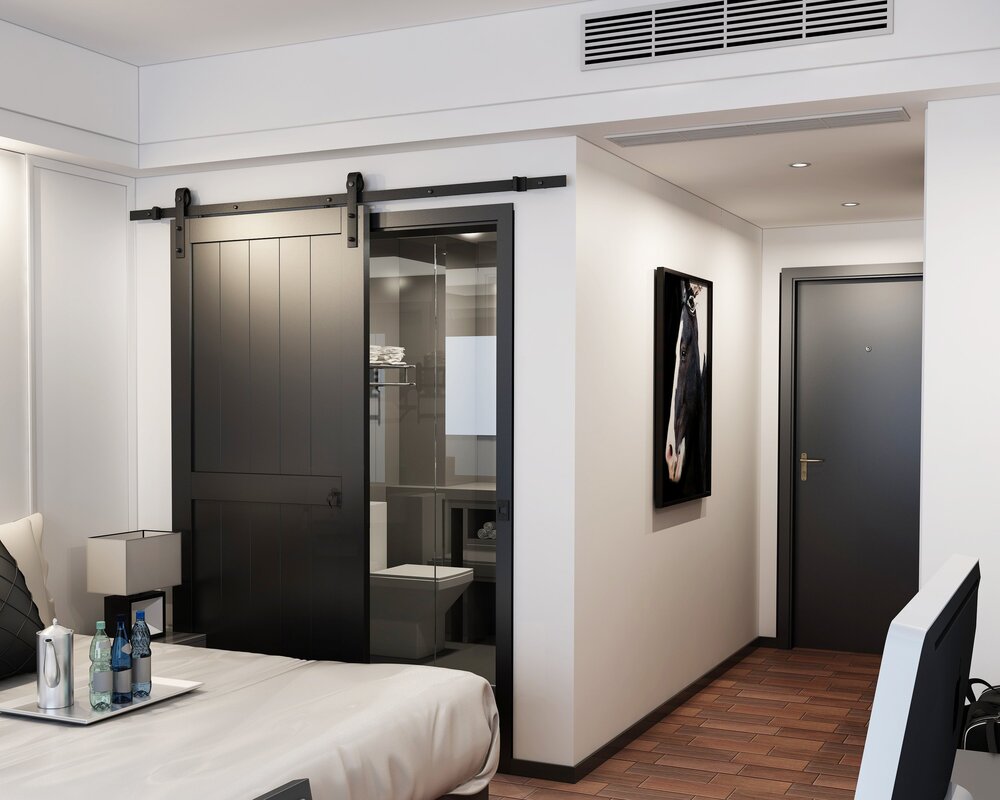 Sliding doors to the bedroom