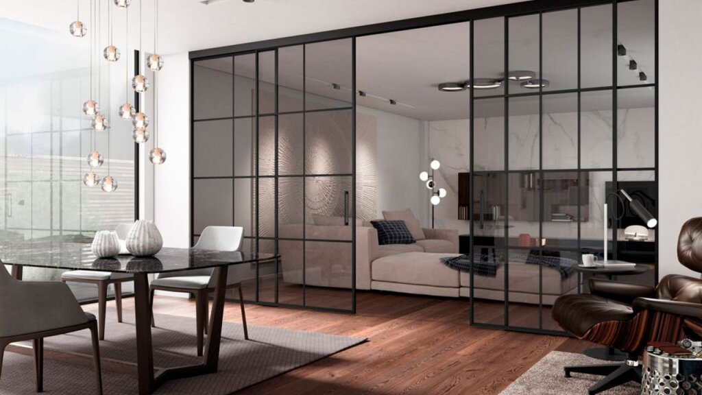 Sliding glass partitions