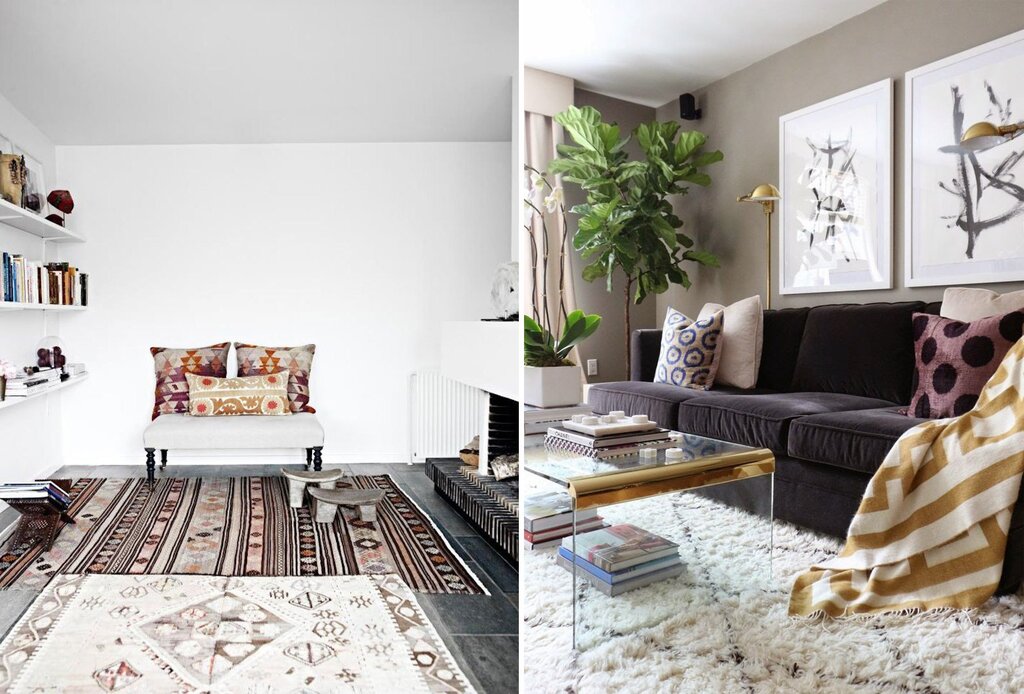 Different rugs in one room