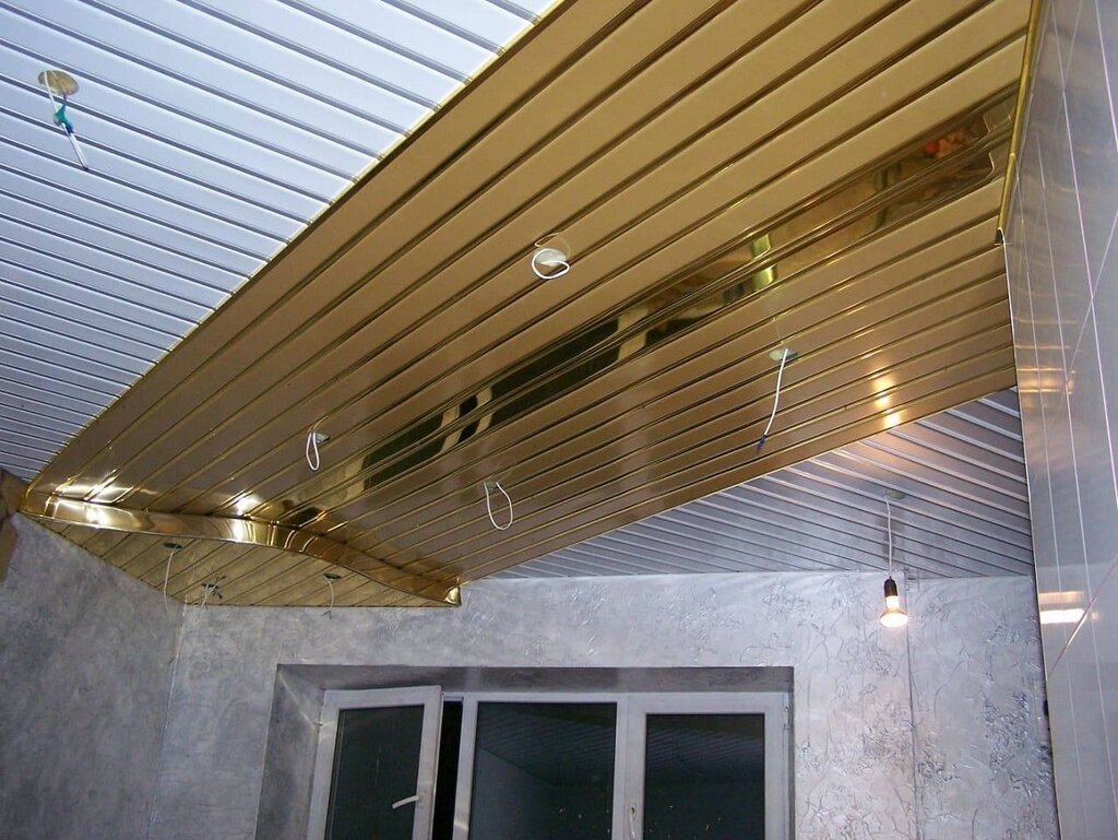 Golden slatted ceiling