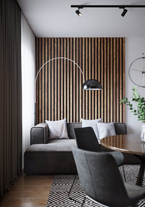 Slats on the wall in the interior