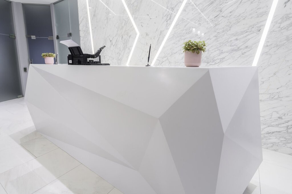 Stone reception desk