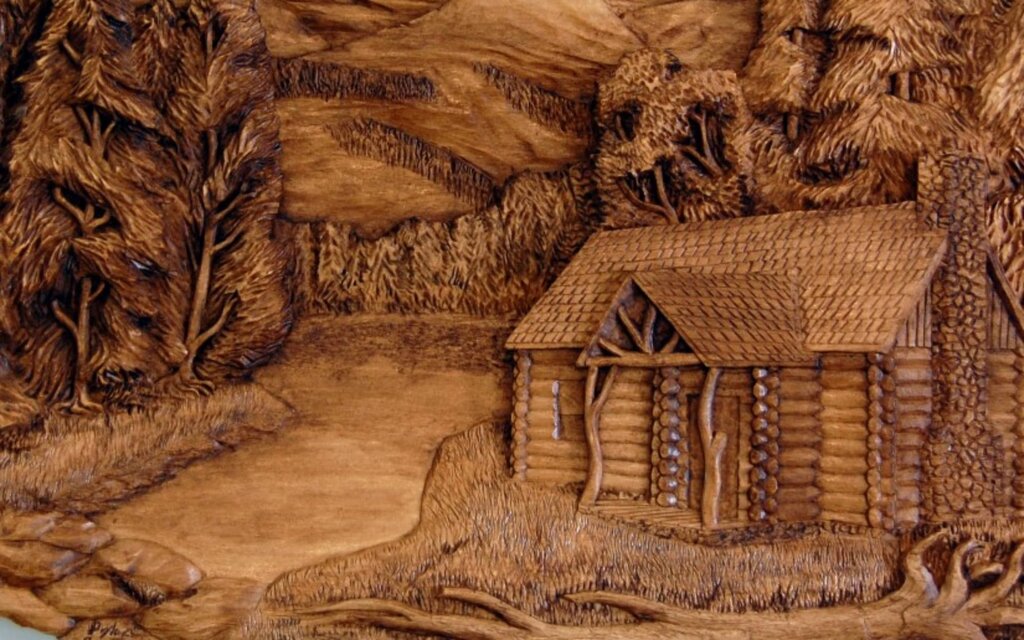 Wood carving panel nature