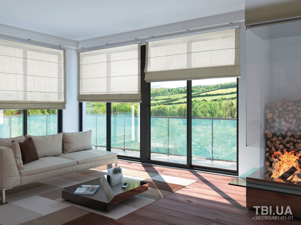 Roman blinds for panoramic windows