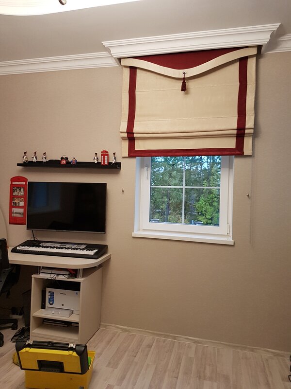 Roman shades with trim