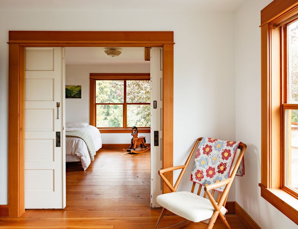 Red floor and doors in the interior