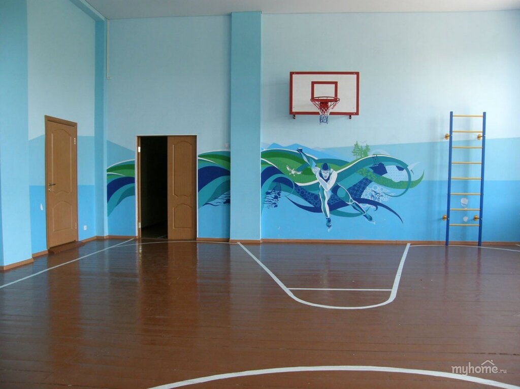 Mural of a sports hall