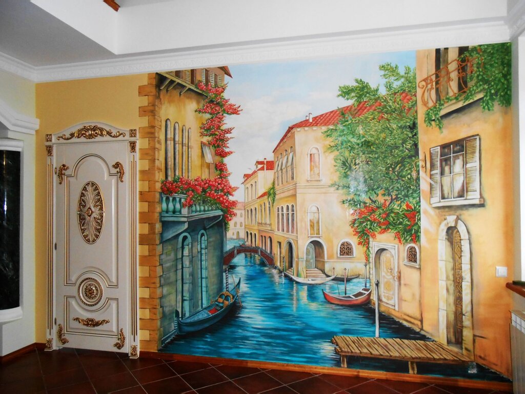 Wall painting with acrylic paints