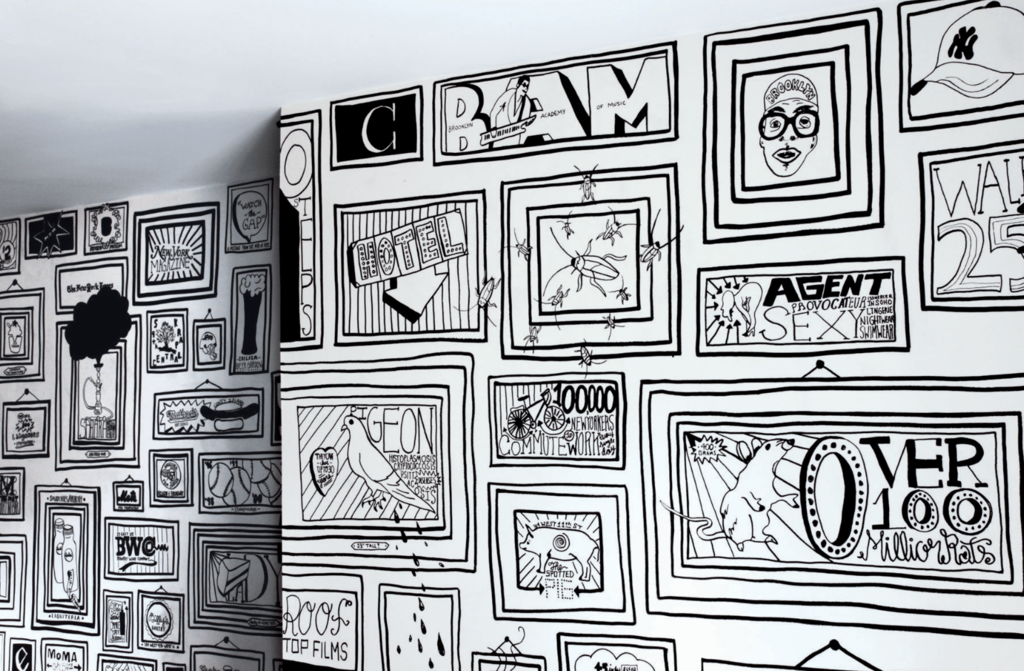 Black and white wall painting