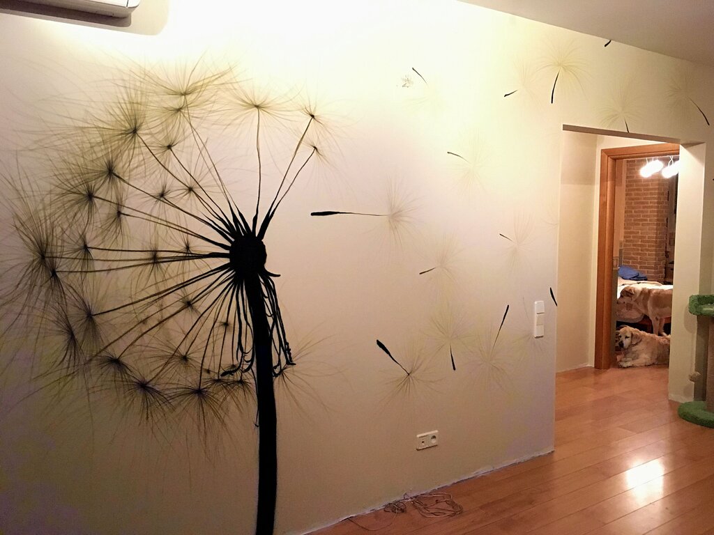 Wall painting of dandelions