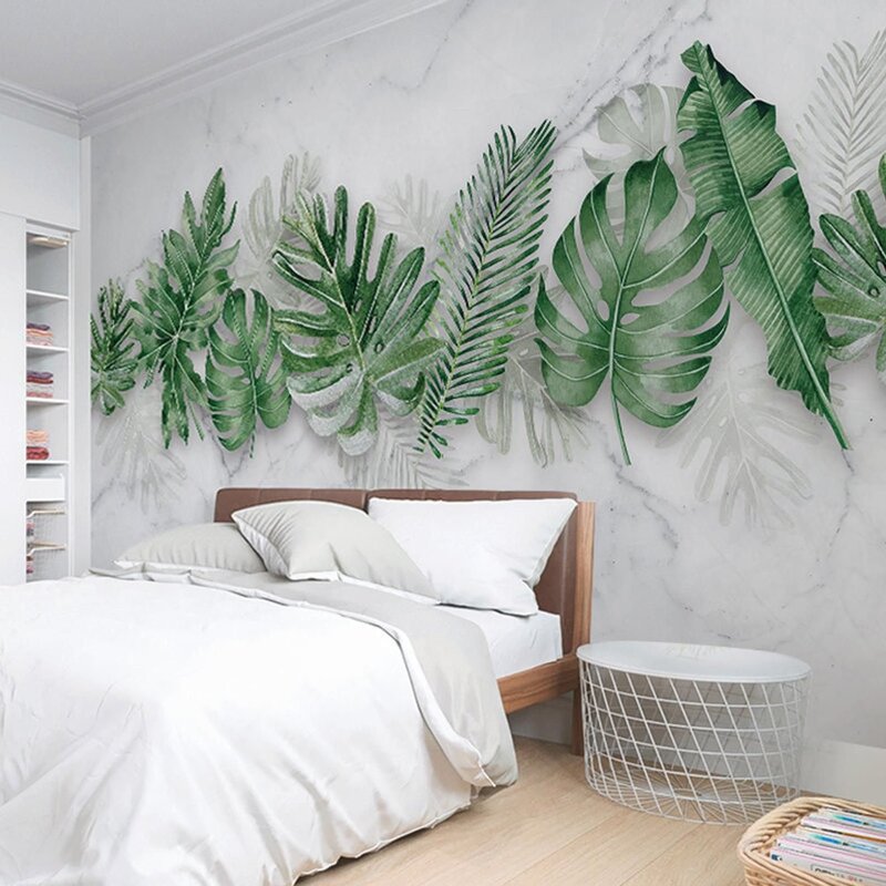 Wall painting of tropical leaves