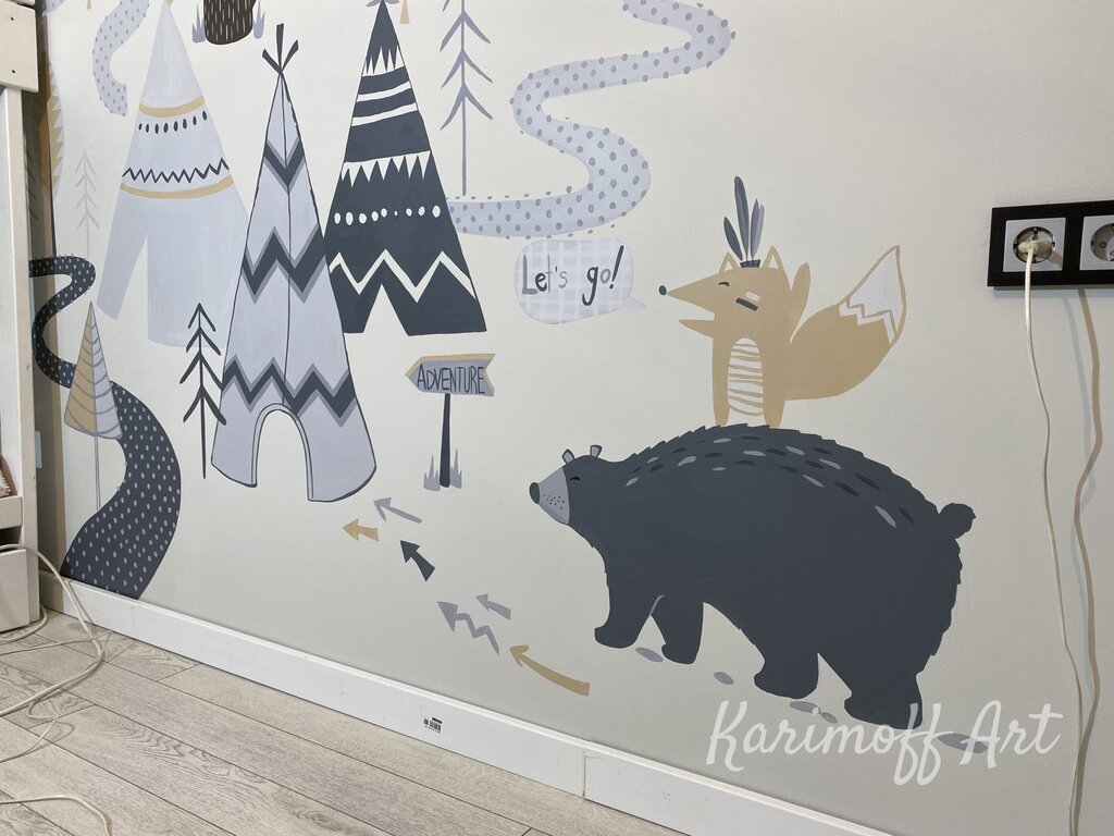 Wall painting in Scandinavian style