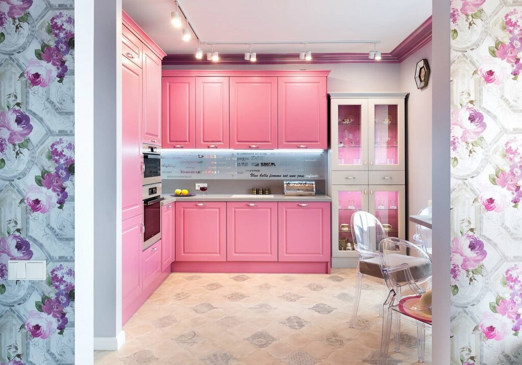 Pink kitchen design 18 фото