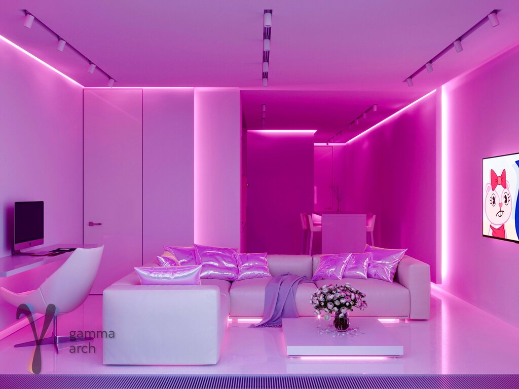 Pink lighting for the room