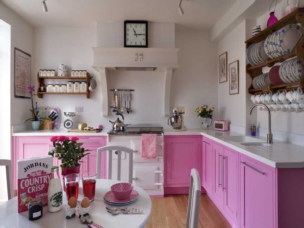 Pink kitchen countertop