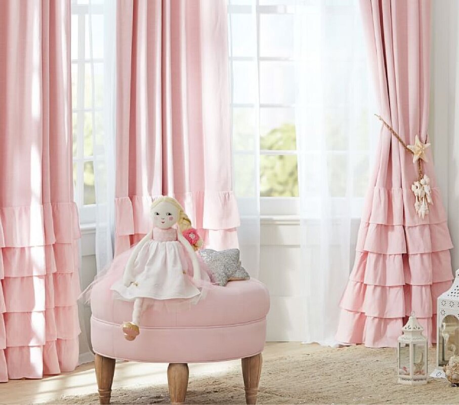 Pink curtains for the children's room