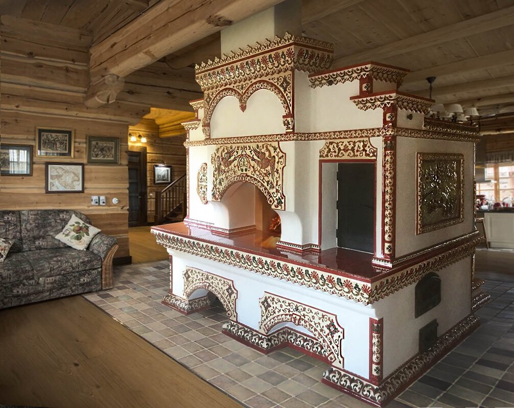 Russian stove in a modern house