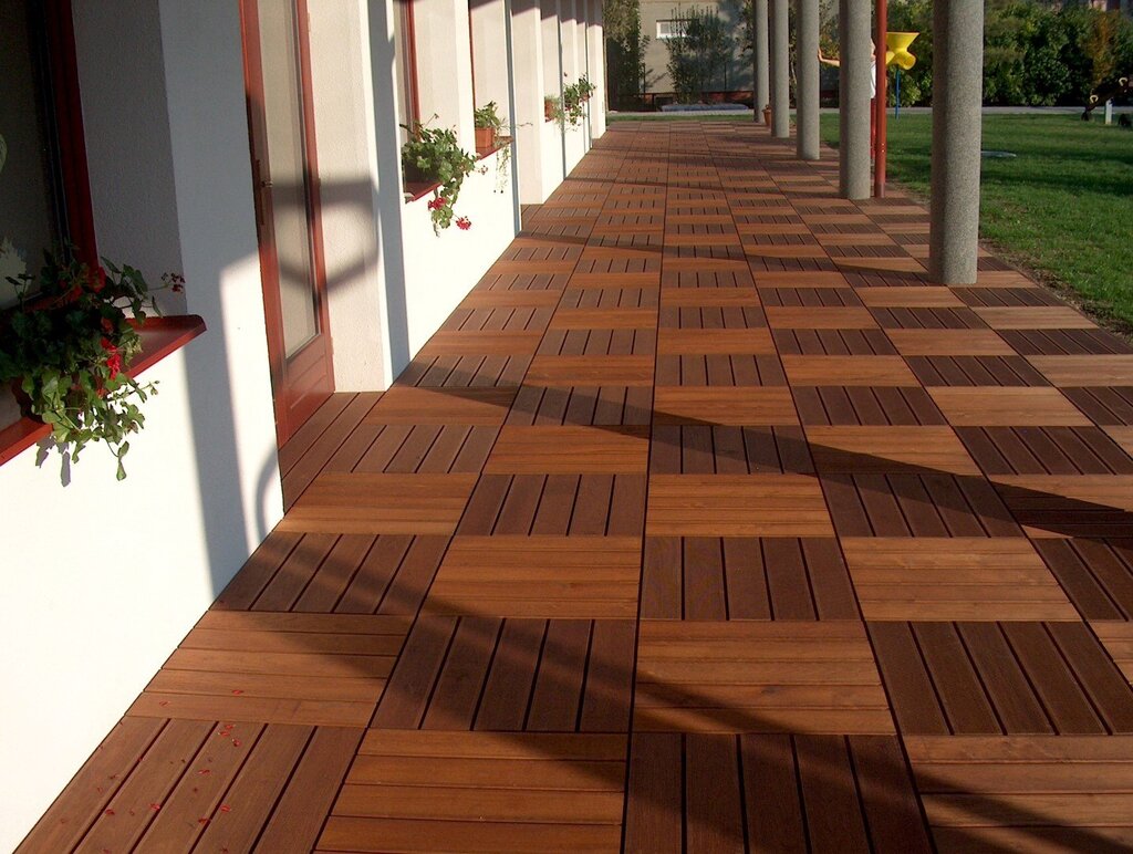 Garden parquet made from thermowood