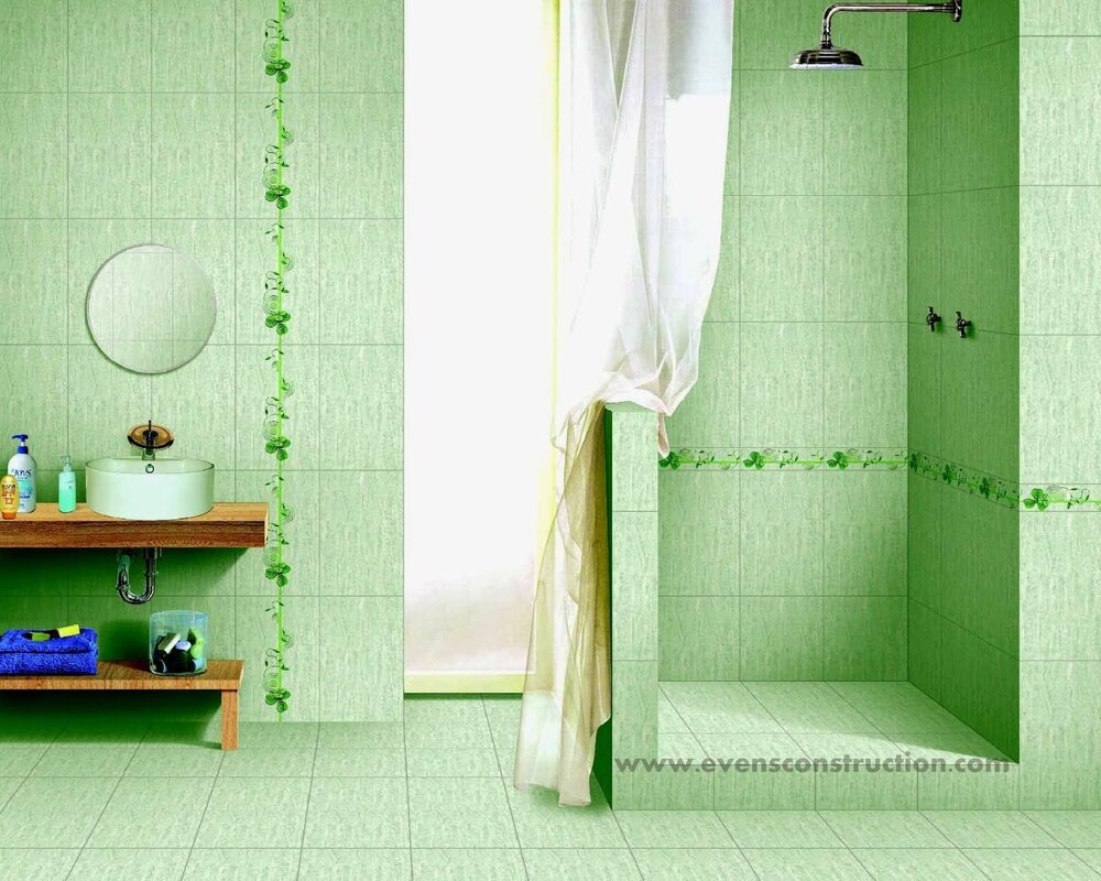 Light green tile for the bathroom