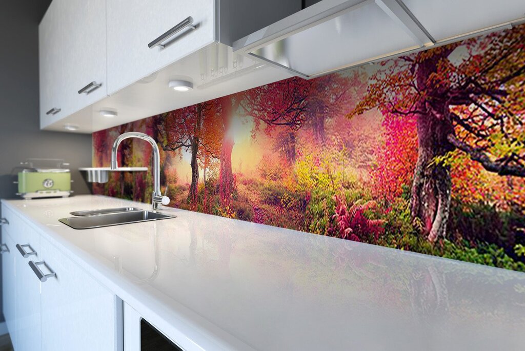 Self-adhesive kitchen backsplashes