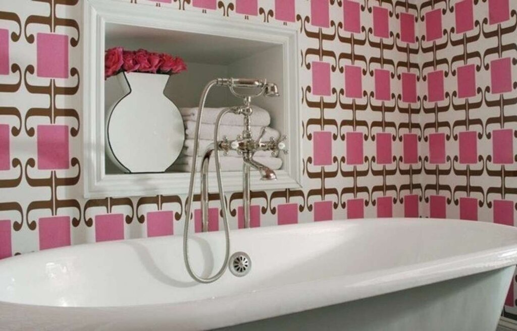 Self-adhesive wallpaper for bathroom walls