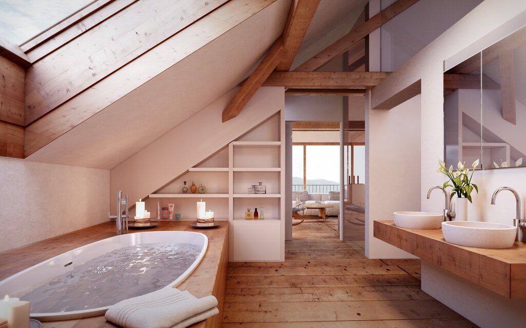 Bathroom on the attic floor