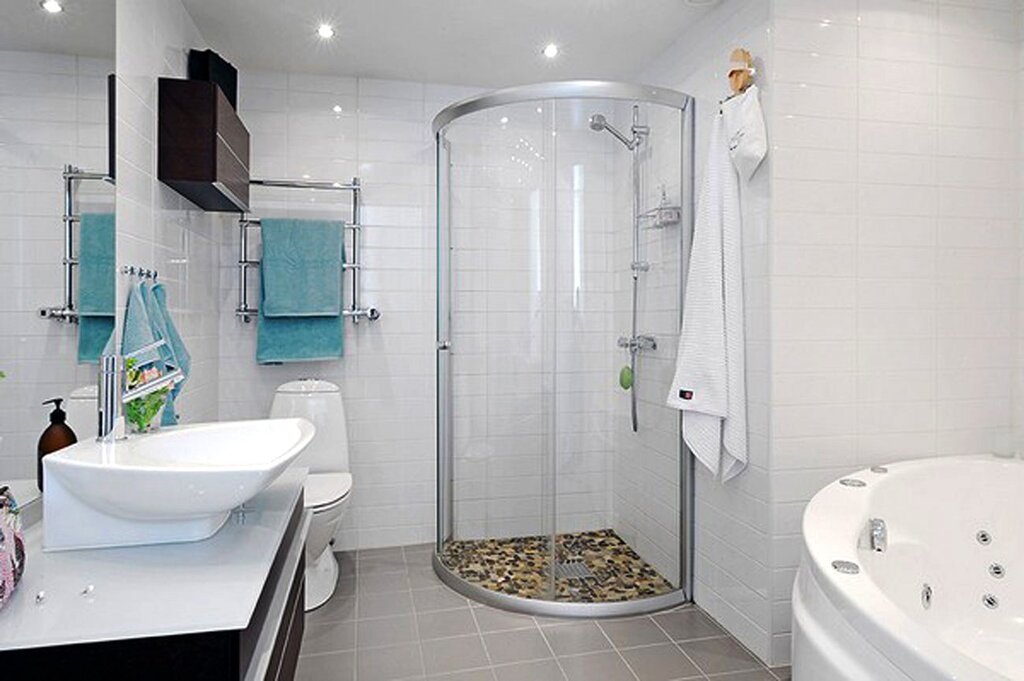 Bathroom with a shower corner