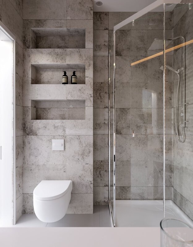 Bathroom with a tiled shower