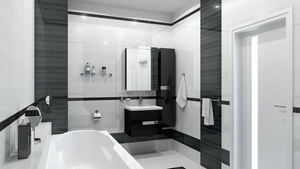 Bathroom in white and gray tones