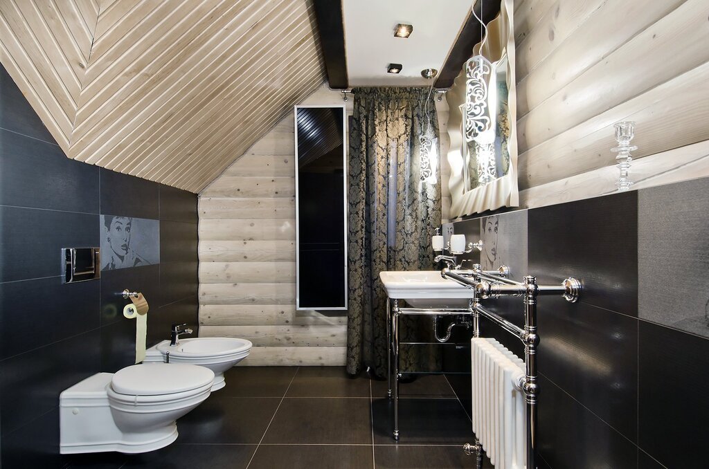 Bathroom in a log house