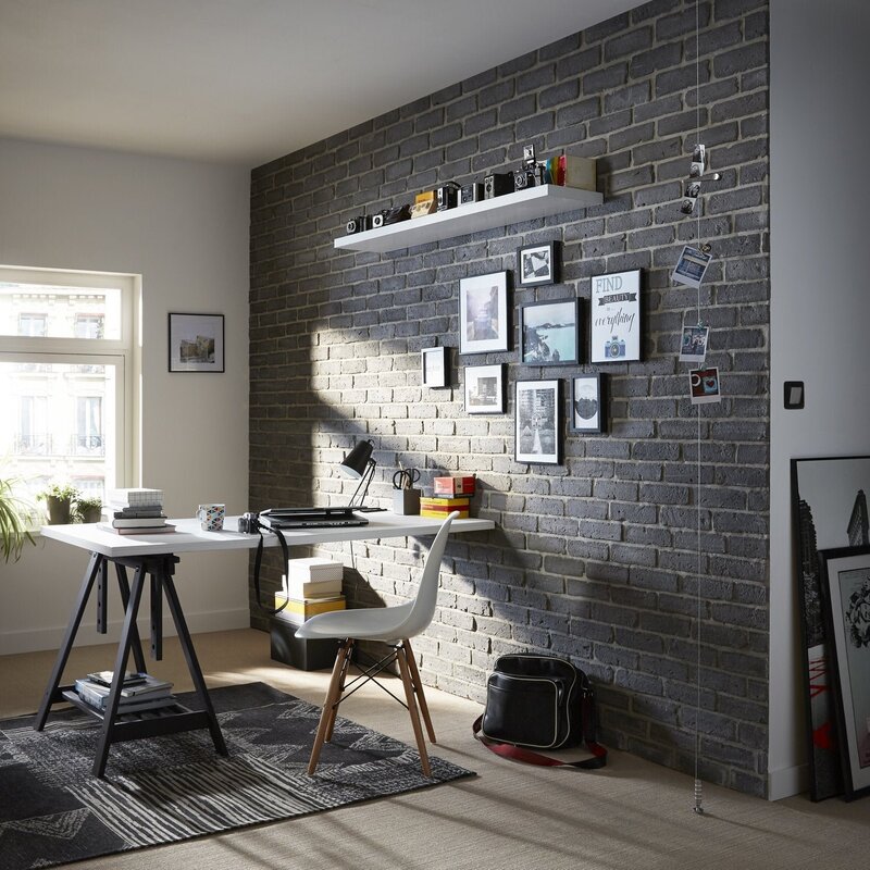 Gray brick wall in the interior