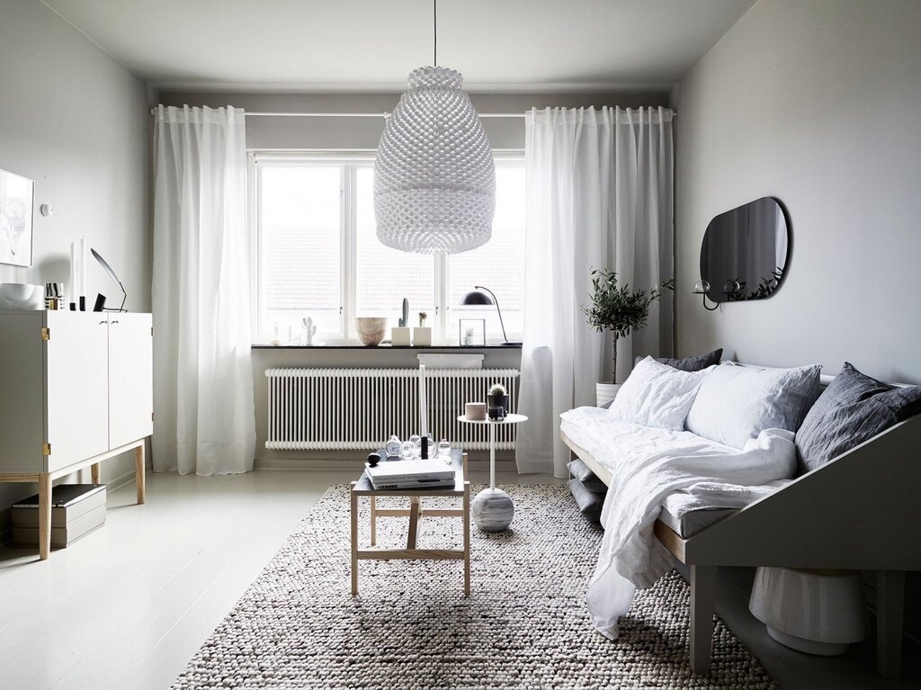 Gray room with white furniture