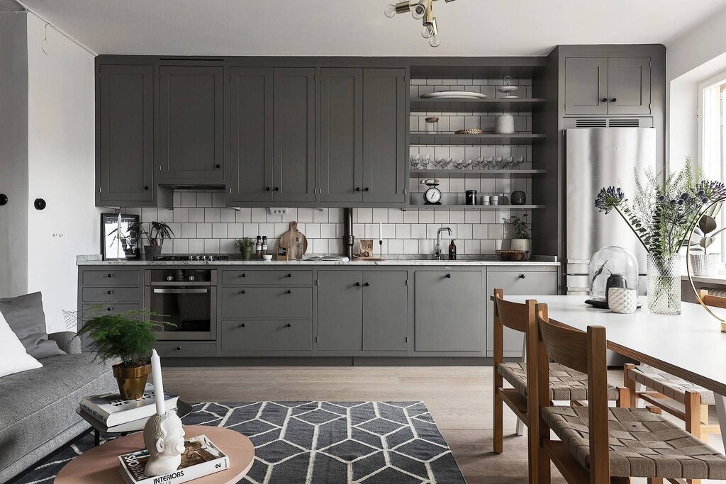 Gray kitchen in Scandinavian style 19 фото